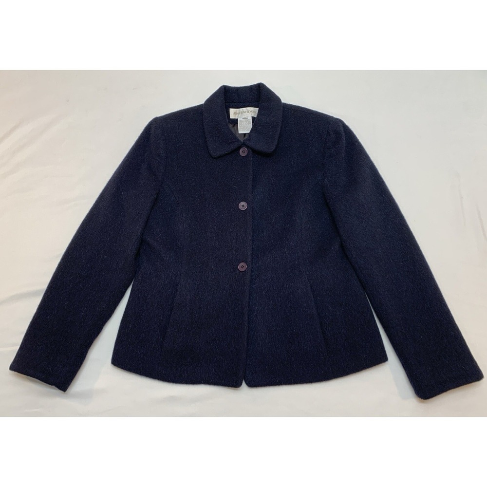 VTG 90s Jones New York Fitted Blazer/Jacket Dark Blue Wool/Mohair Blend 10 EUC